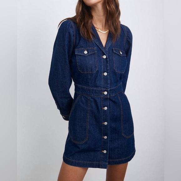 NWOT Rails Lisette Dress In Raw Denim Size S $260 - Picture 4 of 10